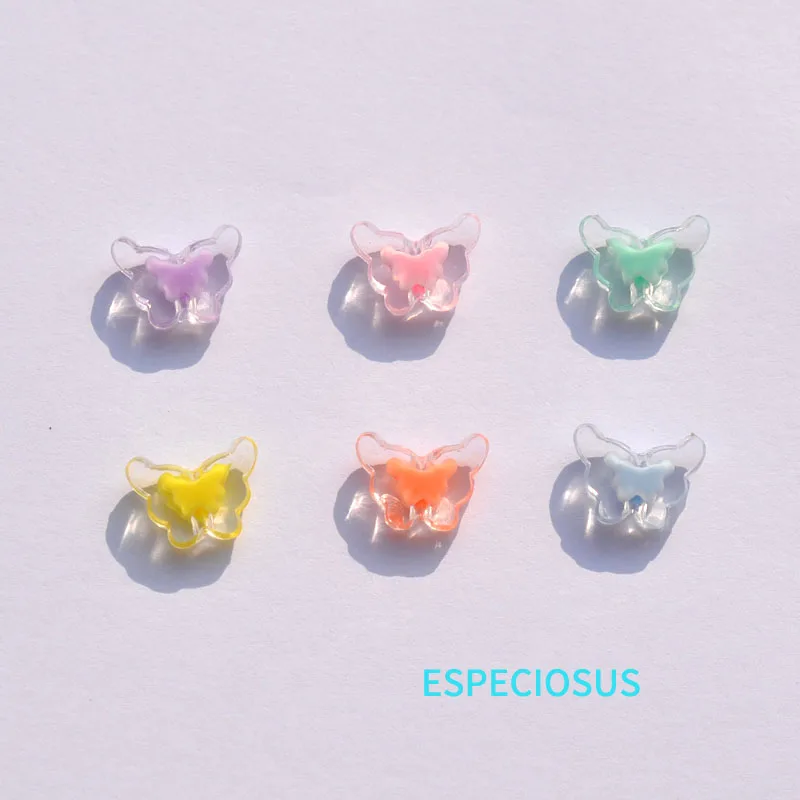 

50 шт., прозрачные акриловые бусины-бабочки для браслетов