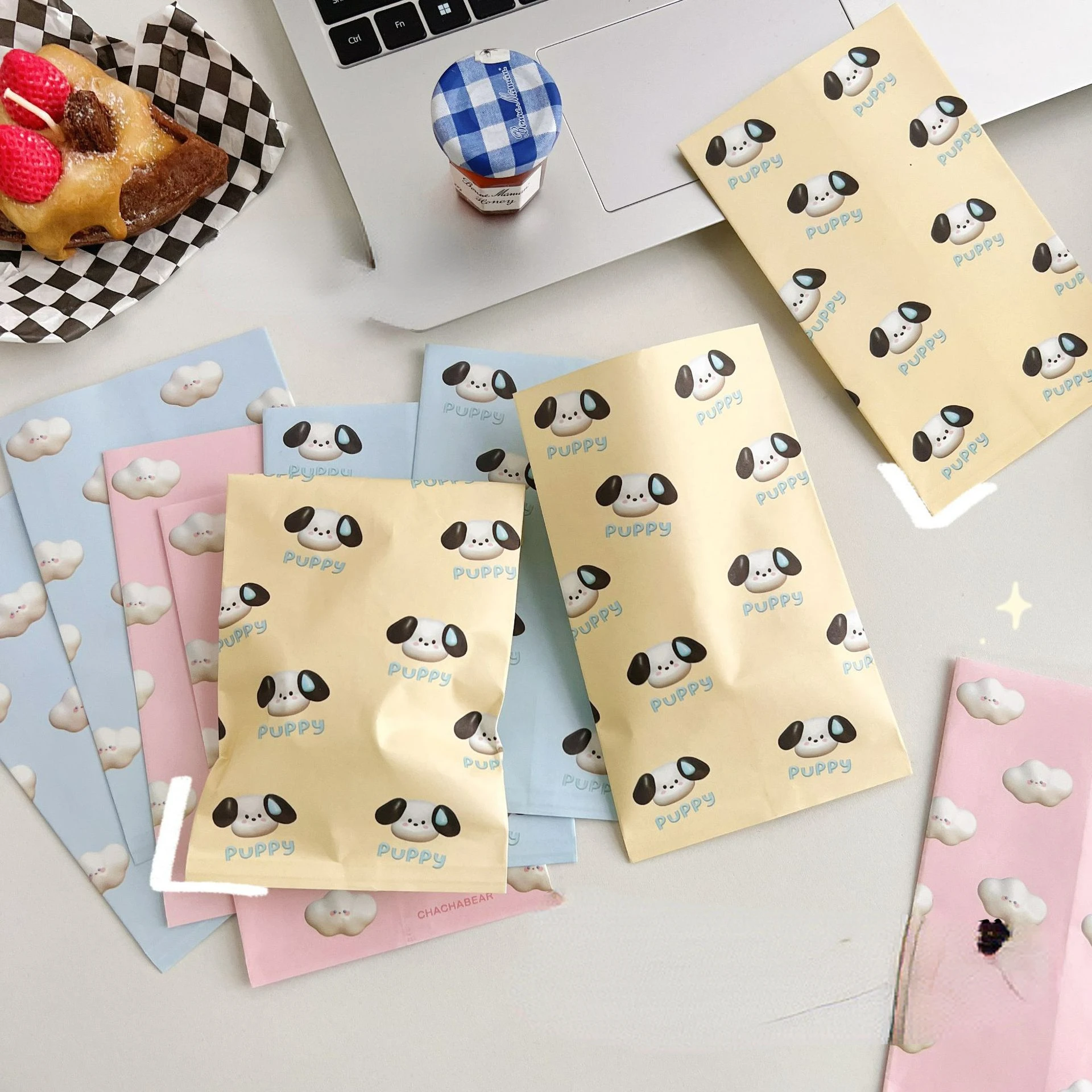 

Cute cartoon pattern gift paper bag baking small objects storage bag girl heart snacks self-sealing packaging bag soft cute