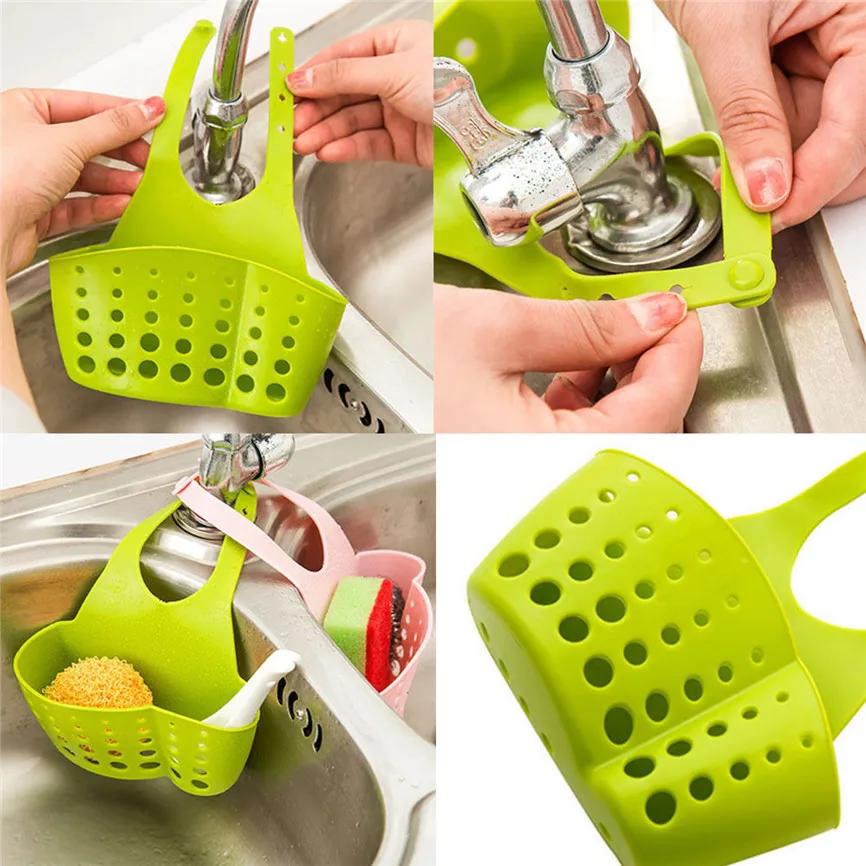 

Bathroom Sink Drain Rack Shelf Sponge Storage Holder Sink Basket Bag Soap Dish Drainer Kitchen Organizer Gadget Hanging Rack