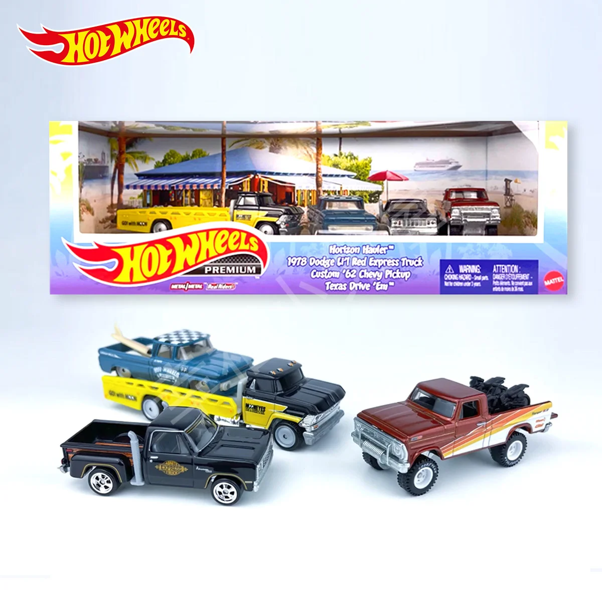 Original Hot Wheels Premium Car Horizon Hauler Dodge Diecast 1/64 Chevy Pickup Texas Kids Boys Toys for Children Birthday Gift