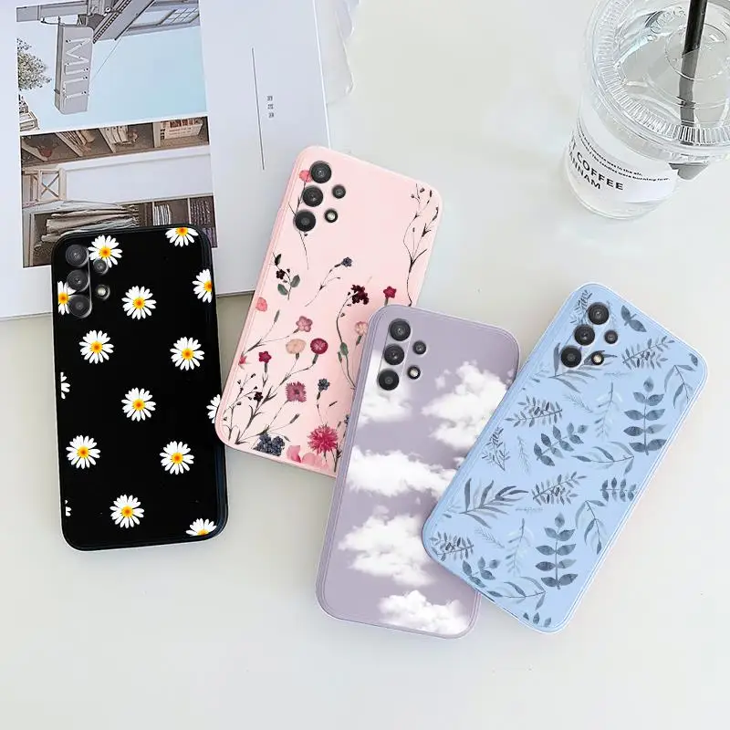 

For Samsung Galaxy A52 A52S A72 A32 Phone Case Shockproof Cover For Samsung A 72 32 52 Flower Silicone Fundas Bumper Capas Bags
