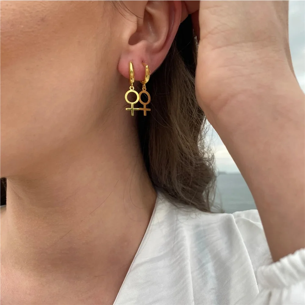 Женские серьги-подвески с двойной винурой, украшения для лесбиянок, ЛГБТ, феминистские ювелирные изделия для подружек, подарок
