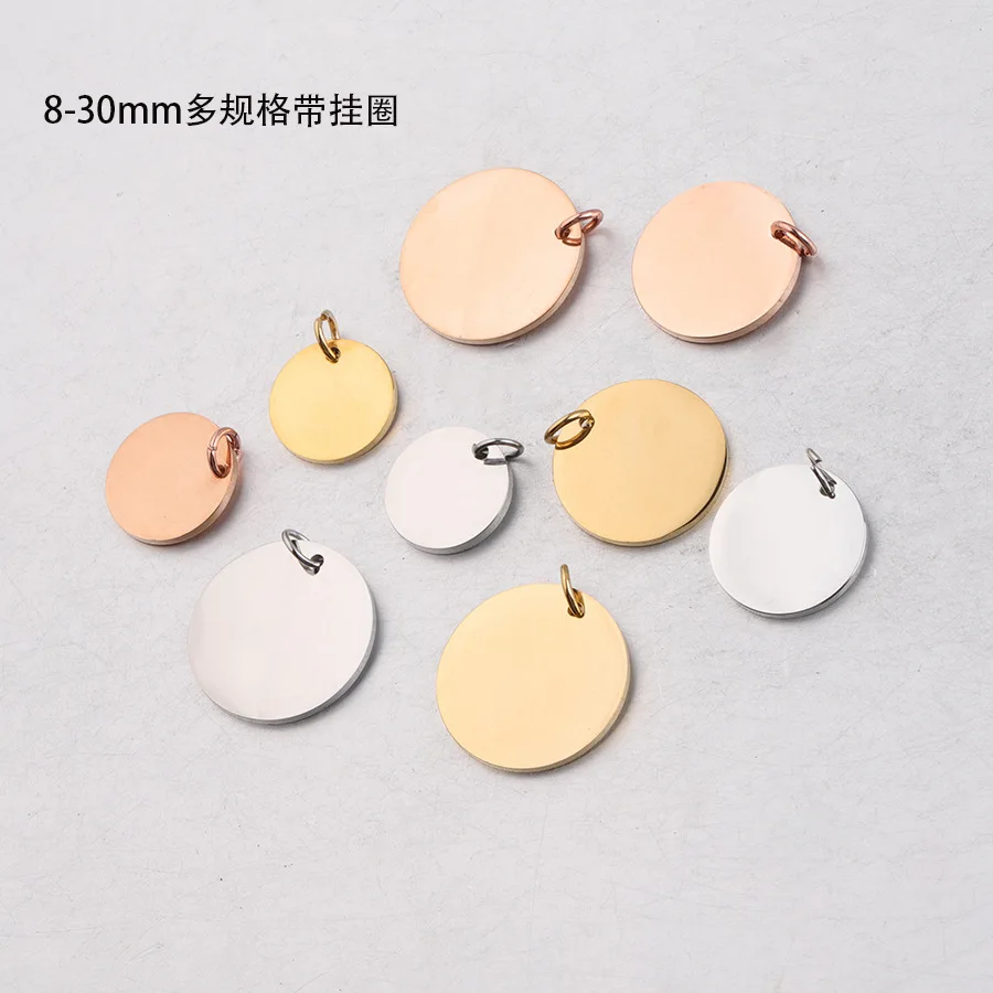

10Pcs/Lot Size 8-30mm Mirror Polish Stainless Steel Charms Round Stamping Blanks Charms For DIY Making Jewelry Necklace