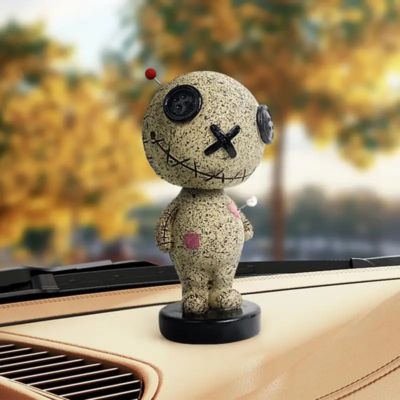 

Bobble Head Car Ornaments Voodoo Doll Shaking Head for car dashboard Decorations Bobble Head Figures for Car Curse Doll Resin