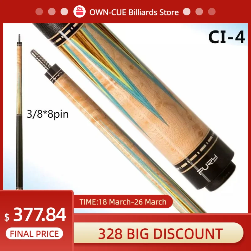 

Подставка для бильярдного кия FURY CI-4, 13 мм, тигр Эверест, полутехнология, HTE, высококлассный инкрустированный бильярдный кий