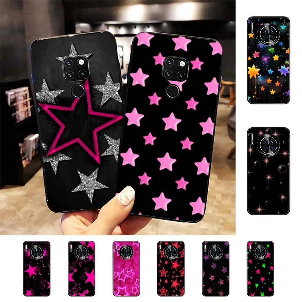 Черный чехол для телефона 3D Sparkling Pink Star Huawei Mate 10 20 30 40 50 lite pro Nova 3 3i 5 6 SE 7 7SE