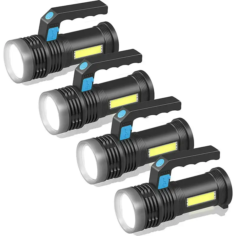 

Набор перезаряжаемых фонариков, портативный светодиодный фонарик, прожектор, фонарик, 2000 мАч, высокий люмен с 4 режимами, боковой прожектор COB