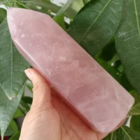 natural light pink crystal stone column crystal energy healing