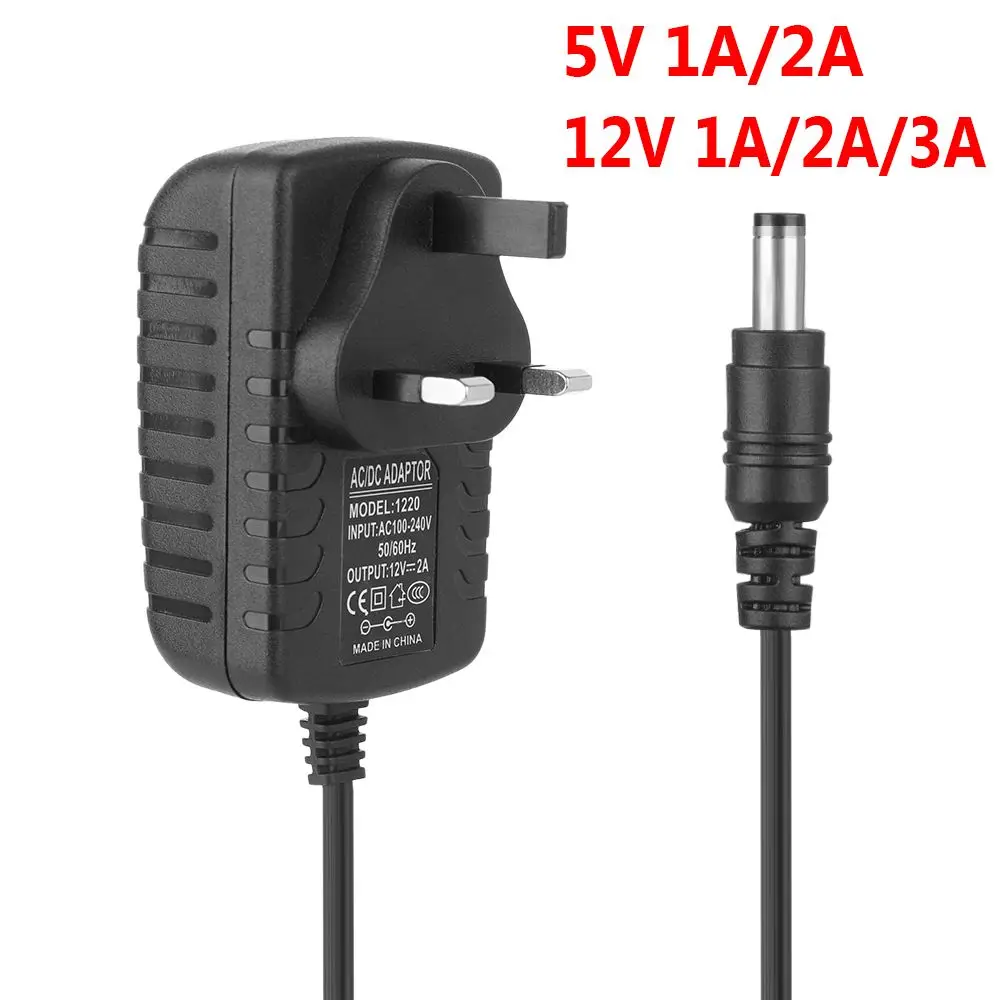 Universal 100-240V 5V 12V 1A 2A 3A LED Strip UK Plug Charger AC/DC Adapter Power Supply
