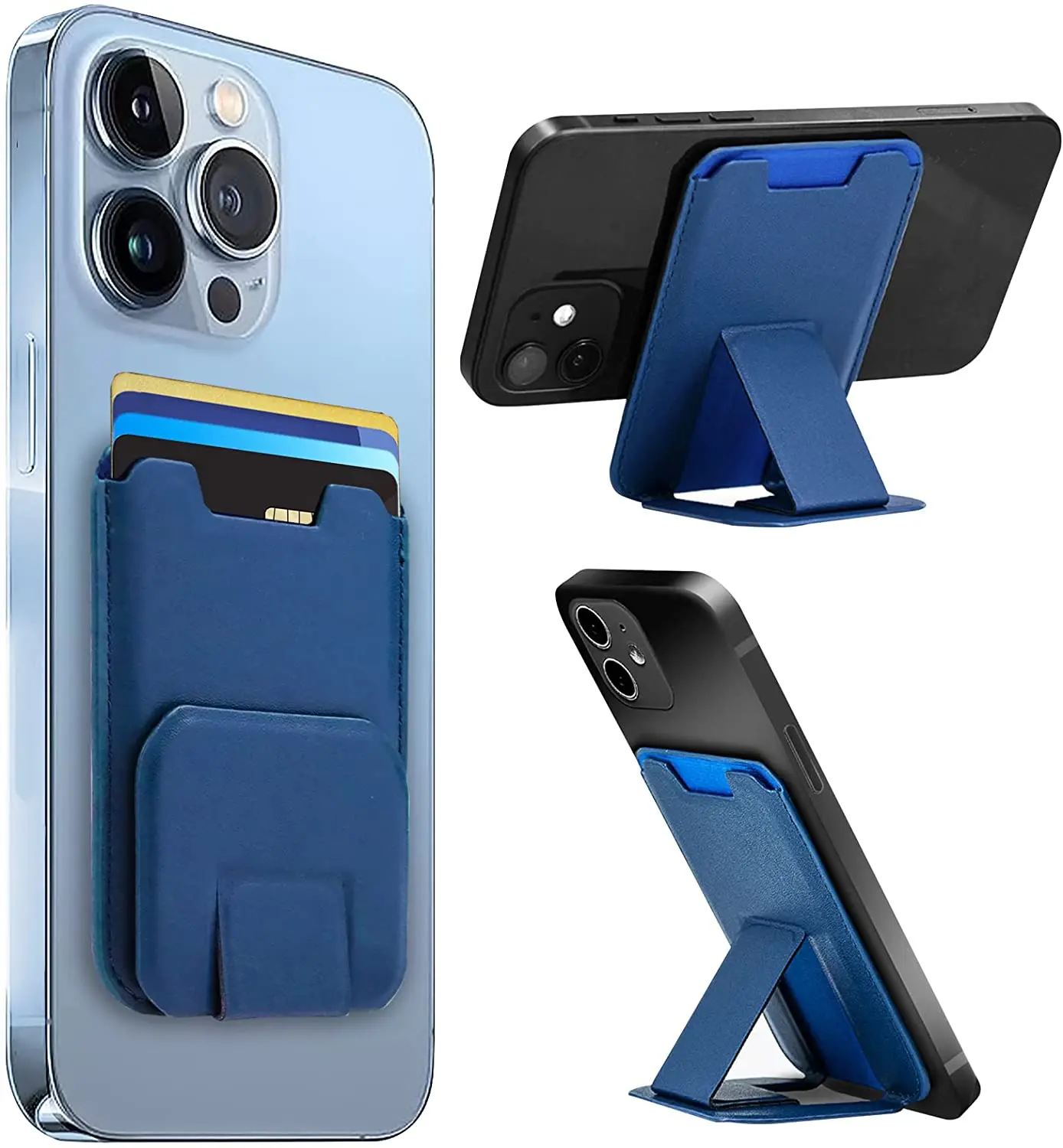 

Magnetic Leather Wallet Holder Stand with Card Pockets for IPhone 12/iPhone 13 Pro Max/iPhone 13/iPhone 13Pro MagSafe Kickstand