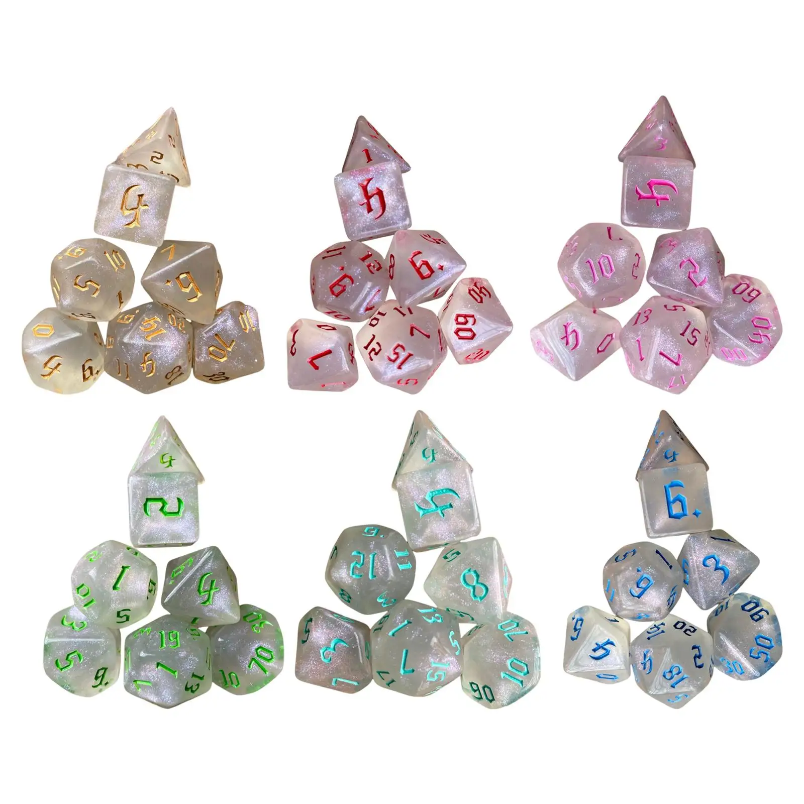 

Acrylic Polyhedral Dices Set Toys Multipurpose Transparent Game Dices for Table