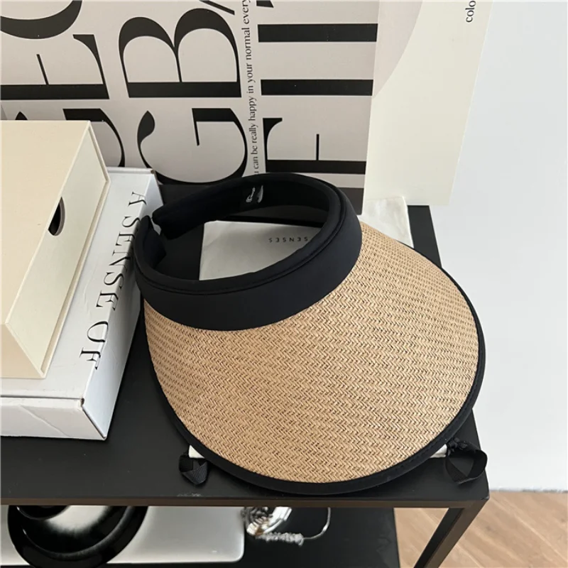 

Summer Empty To Straw Hat Casual Sun Hats Woman Wide Brim Anti-Uv Female Outdoor Visor Beach Caps Running Golf Bone Sports Cap