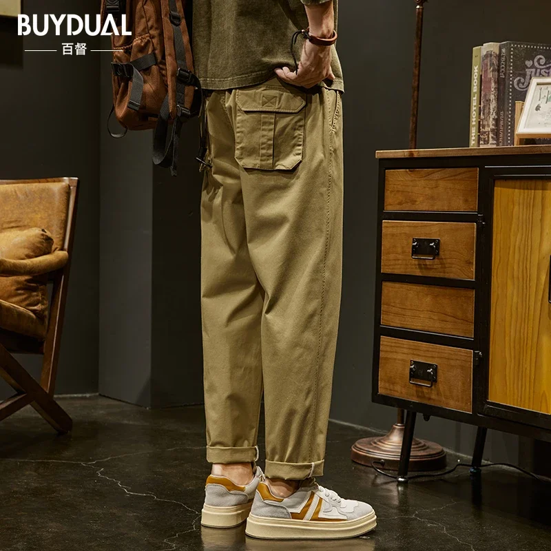 Весна 2023 модные мужские брюки-карго в американском стиле свободный крой большие