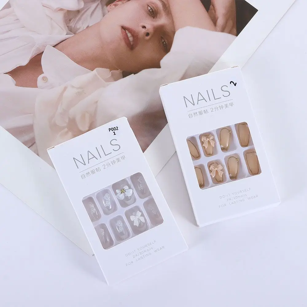 24 шт./компл. съемные короткие накладные ногти в форме роз на День святого