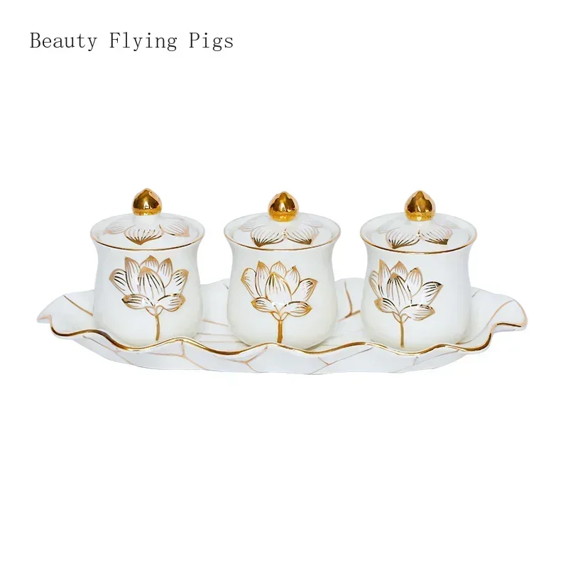 Китайская керамическая чашка для подачи воды Гуаньинь три чашки чаша Будды с