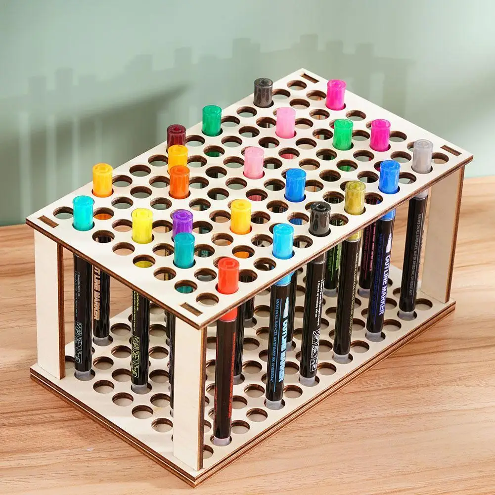 

Съемный деревянный держатель для кистей, стойка-органайзер большой емкости, Многофункциональная подставка для ручек, стеллаж для рисовани...