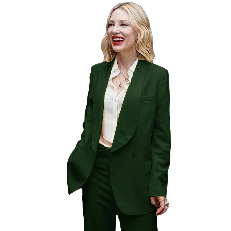 Women's Suit 2 Piece Office Lady Blazer Pants Formal Business Workwear Shawl Collar Tuxedo for Women images - 6