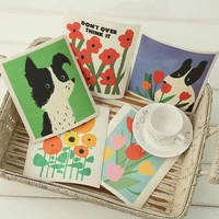 5pcslot thin cleaning cloth oil free swedish dishcloth for kitchen household print tea towel super absorbent nordic hand towel