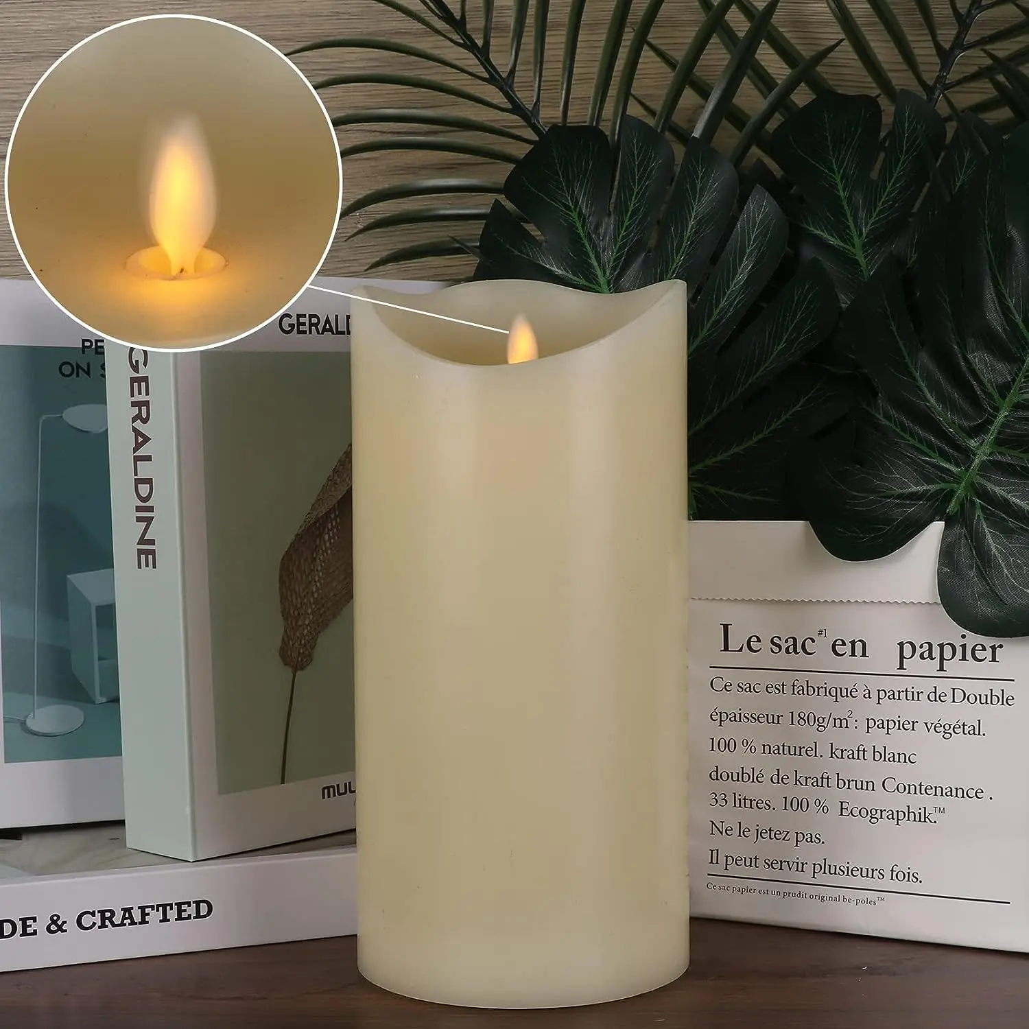 

Перезаряжаемая LED свеча из парафина янтарного цвета