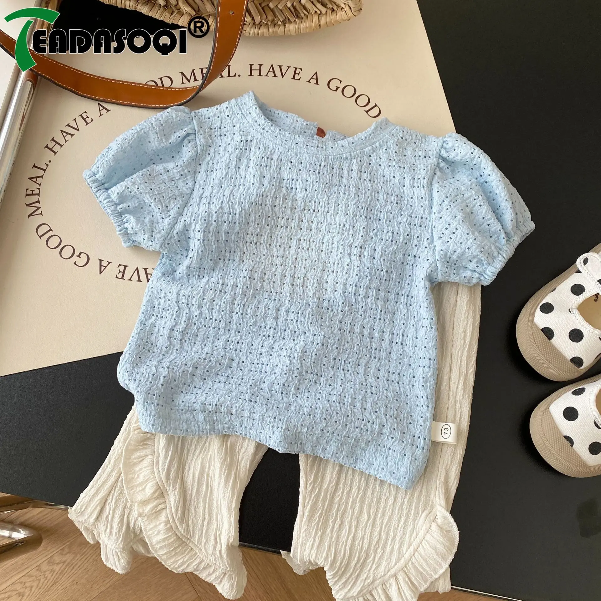 

2023 New In: Clothes 3M-6Y Baby Girls Backless Bow Top T-shirts Ruched Flare Pants Solid Color - Fashion-Forward Infant Children