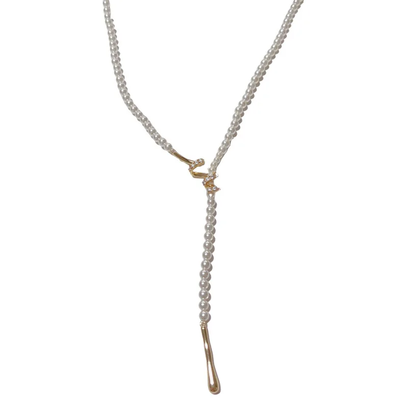 Легкий роскошный высококачественный осенне-зимний длинный стиль с жемчужной