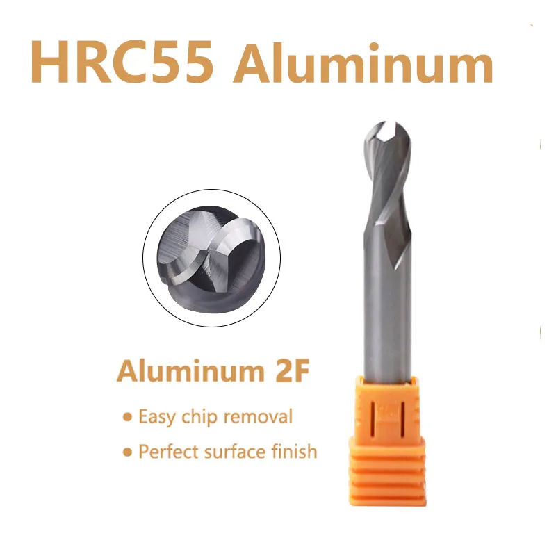 

SENO HRC55 Super Long Aluminum Ball Head End Mill 2-blade Copper Machining CNC Tungsten Steel Auger Ball Head Milling Cutter
