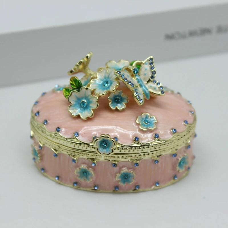 

SHINNYGIFTS Необычные Свадебные сувениры эмалированная коробка-безделушка овальной формы с цветком вишни шкатулка для ювелирных изделий