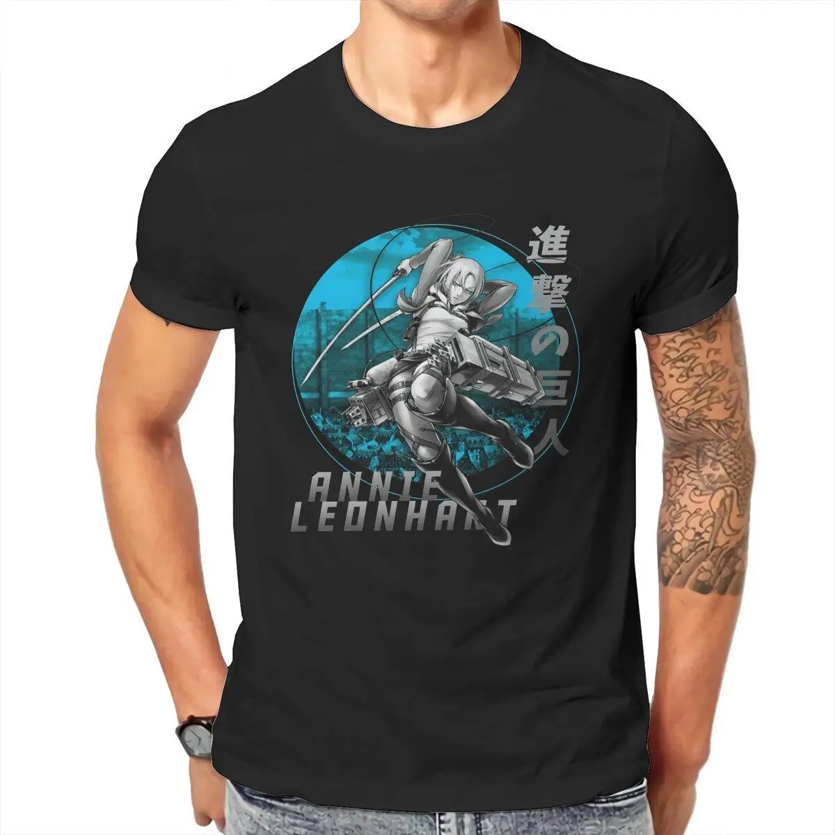 

Annie Leonhart Attack on Titan Men's T Shirt Humor Tees Short Sleeve Round Collar T-Shirts Cotton Printed Clothes