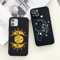 black frosted hand holding sun moon face couple phone case for iphone 11 12 13 pro max xs x xr se20 7 8 plus frosted soft case