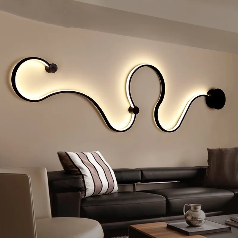 Modern LED Wall Lamp for Living Room Corridor Black Creativity Home Decor Iron Body Sconce Balcony stairs Interior Light Fixture
