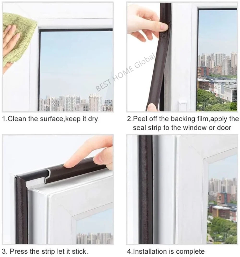 1Roll 40M-4M Acoustic Foam Window Seal Strip Windproof Wearable Sealing Strip Soundproof Weather Stripping Window Hardware images - 6