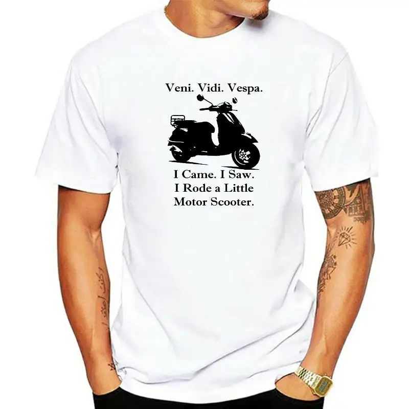 Veni Vidi Vespa! Мужская черно-белая футболка хлопковая I Came Seen покорила топы Забавные