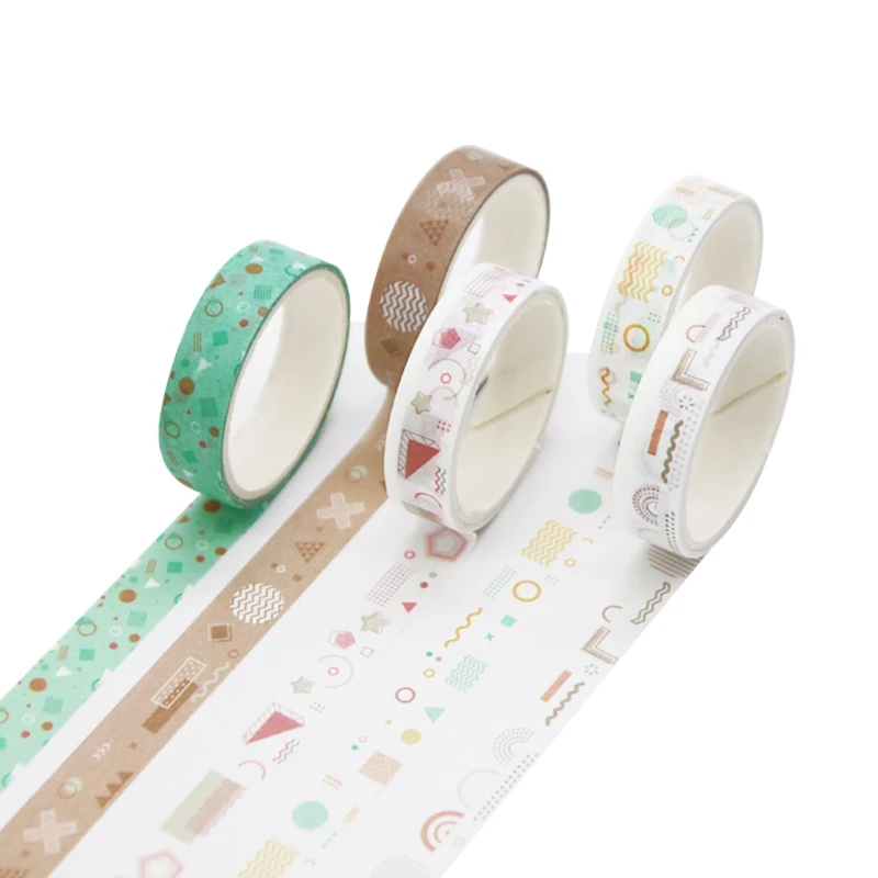 Набор винтажных геометрических декоративных скотчей H05A 5 предметов клей