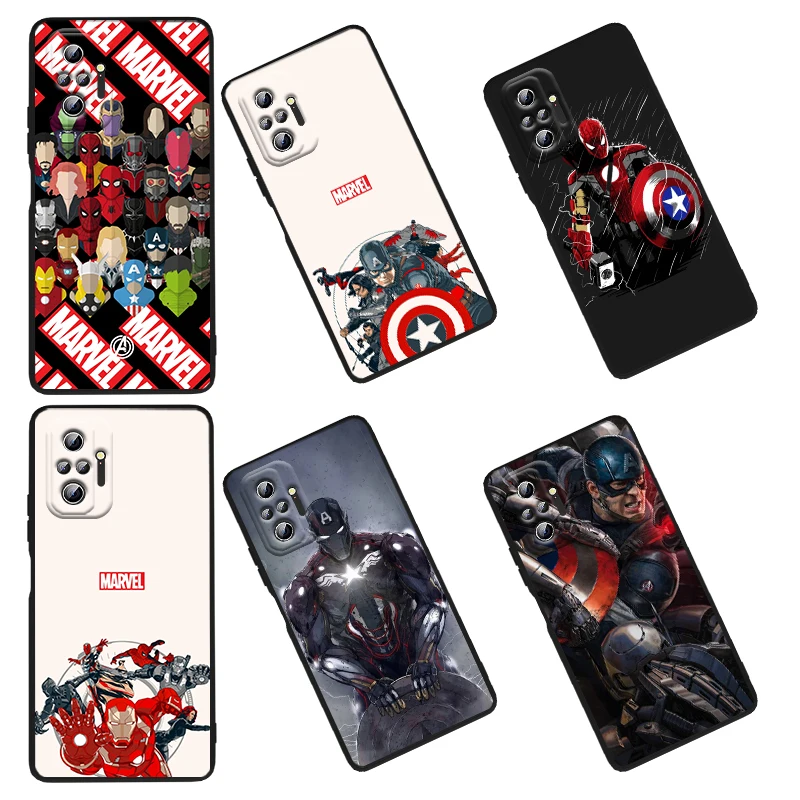 

Marvel Avengers superheroes For xiaomi Redmi 10 K50 50G 9 9A 9T 9C 9AT 8 8A 7A 6 6A 5 4X S2 2022 5G Gaming Plus Black Phone Case