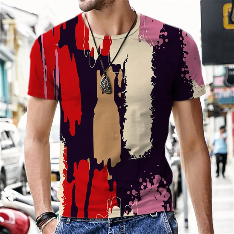 

Oversized Tie-Dye Art Color Graffiti 3D Printing Men's T-Shirt Summer New Short Sleeve Casual Tees Man Fashion Streetwear Tops