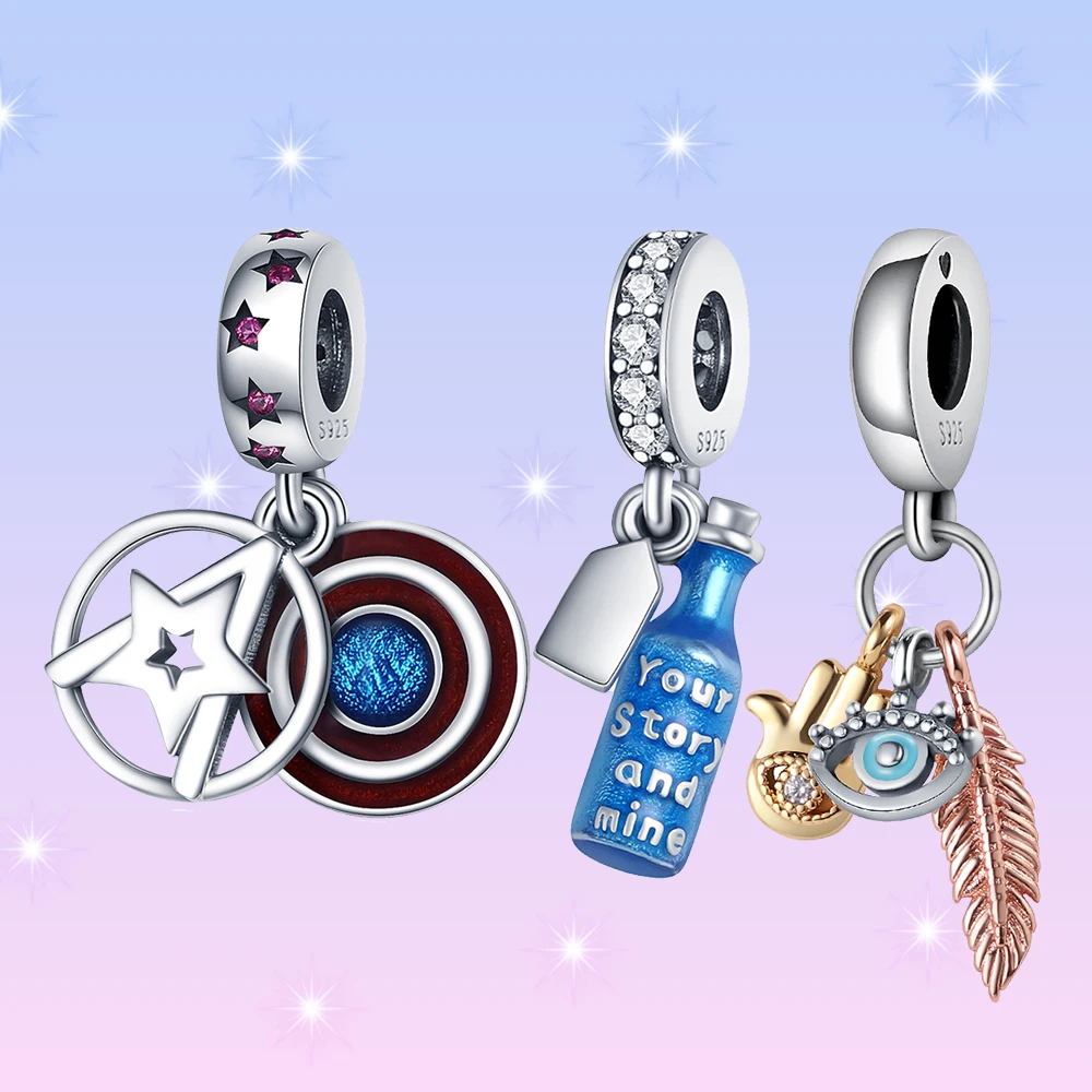 ChimWomen's DIY Bracelet Collier Pendentif, Tout-en-Un, Bleu, Bouclier SAFEye, Pendentif Bouteille, Accessoires Personnalisés