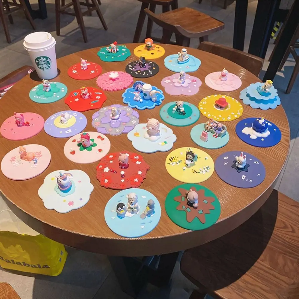 Силиконовая термозащитная крышка с выпуклой ручкой, пылезащитная крышка для чашек, герметичная крышка, аксессуары для чашек