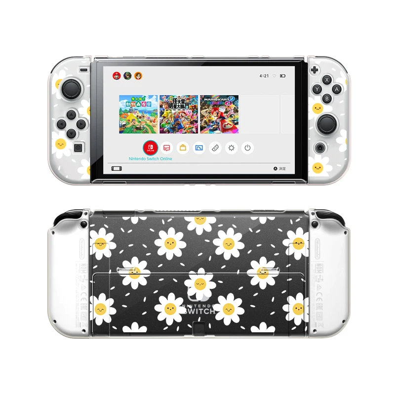 Фото Kawaii Daisy Funda Nintendo Switch OLED обложка чехол для девочки Dockable Protective TPU Shell For Nintendo Switch Controller Joy-Con №3