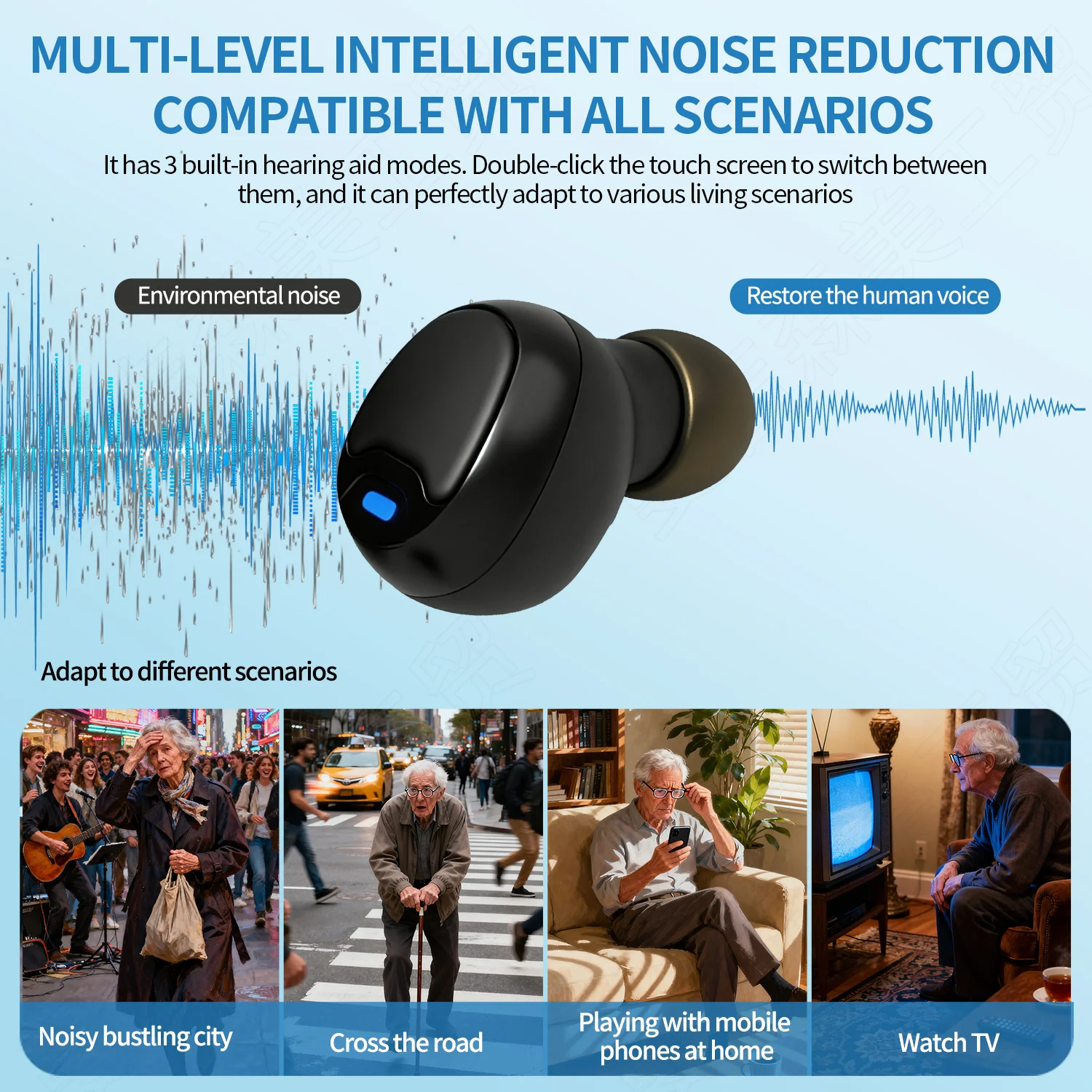 Слуховой аппарат с Bluetooth и управлением через приложение, перезаряжаемый, для людей с нарушениями слуха, высококачественный, с невидимым креплением, шумоподавлением, Audifonos (art.: 3920dc3eca1cf) - 3920dc3eca1cf