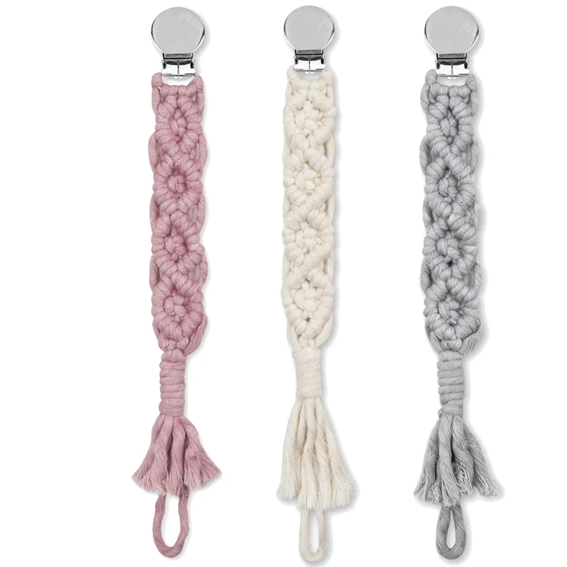 

Pacifier Clip Baby Pacifier Holder For Boys And Girls,Teething Straps Unisex Design,Smoother Clip Handmade Braided,3 Pcs