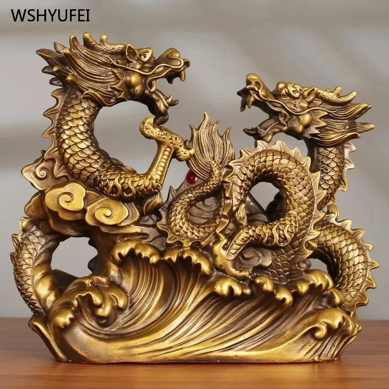 Металлические украшения дракона двойная чаша для сокровищ Sheng Xiao Feng Shui