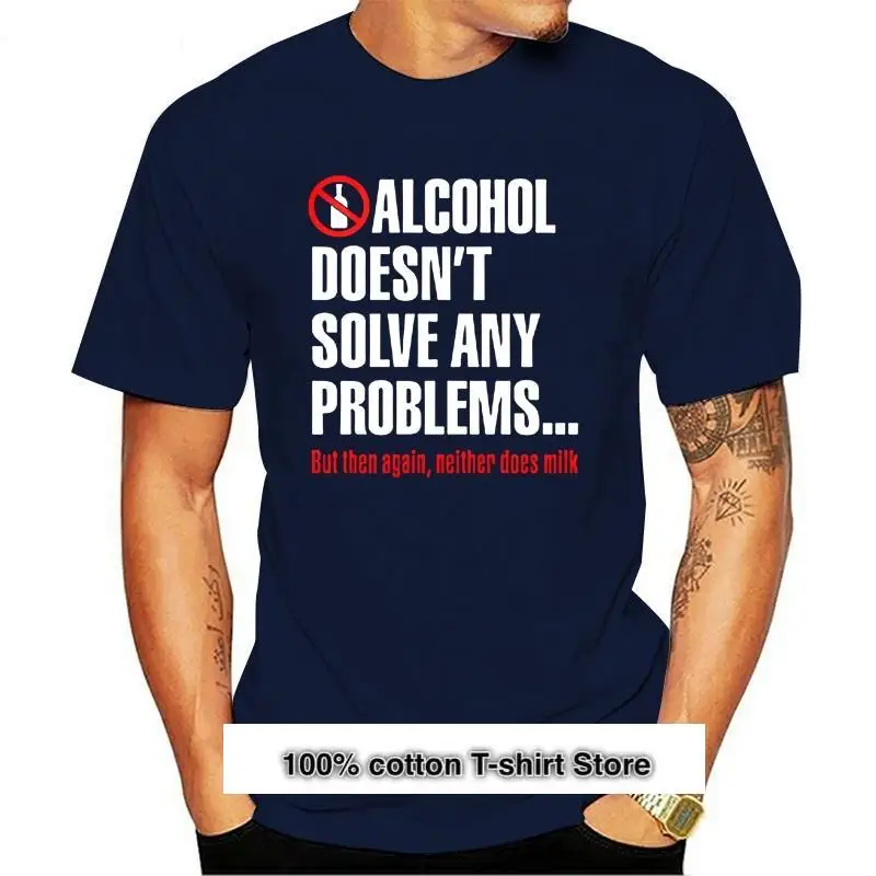 

Camiseta con citas divertidas de Alcohol, Camiseta de algodón con cuello redondo, diseño Formal ajustado, estilo veraniego