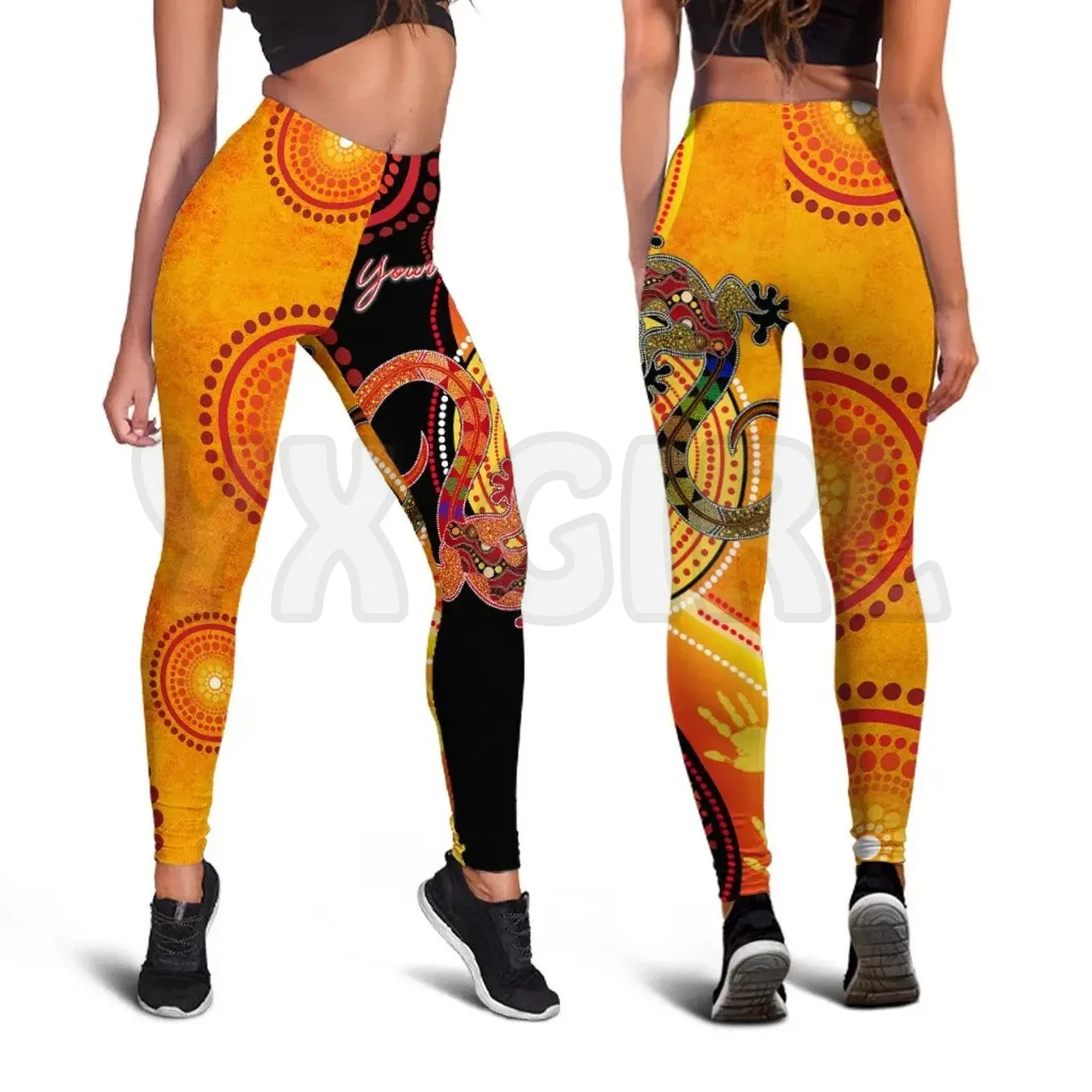 YX GIRL Women's For Girl  Couple Aboriginal Lizards 3D Printed Leggings Sexy Elastic Female Skinny Leggings Gothic Yoga Leggings