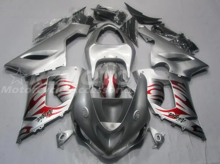 

Style New ABS Fairings Kits Fit For Kawasaki Ninja ZX-6R ZX6R 2005 2006 05 06 Bodywork Set Custom Red Silver