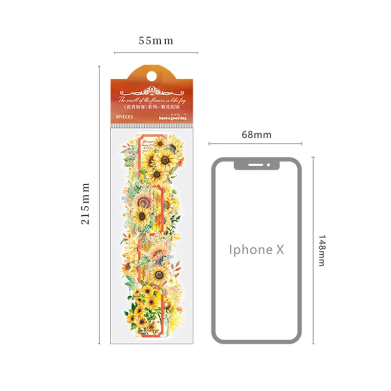 5 листов в упаковке Ленточные наклейки лазерные цветы ароматный флэш-справочник