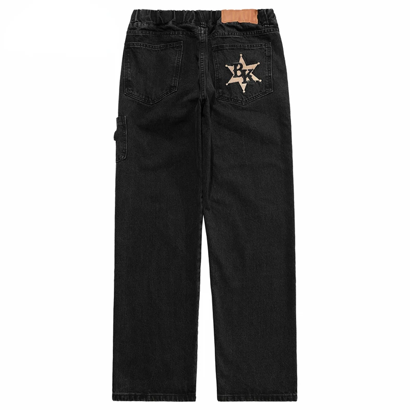 Fashion Hip-hop Street Jeans Men's Embroidered Denim Pistol Pattern Casual Harem Pants Men's Jogging Pants Street Clothes Cotton