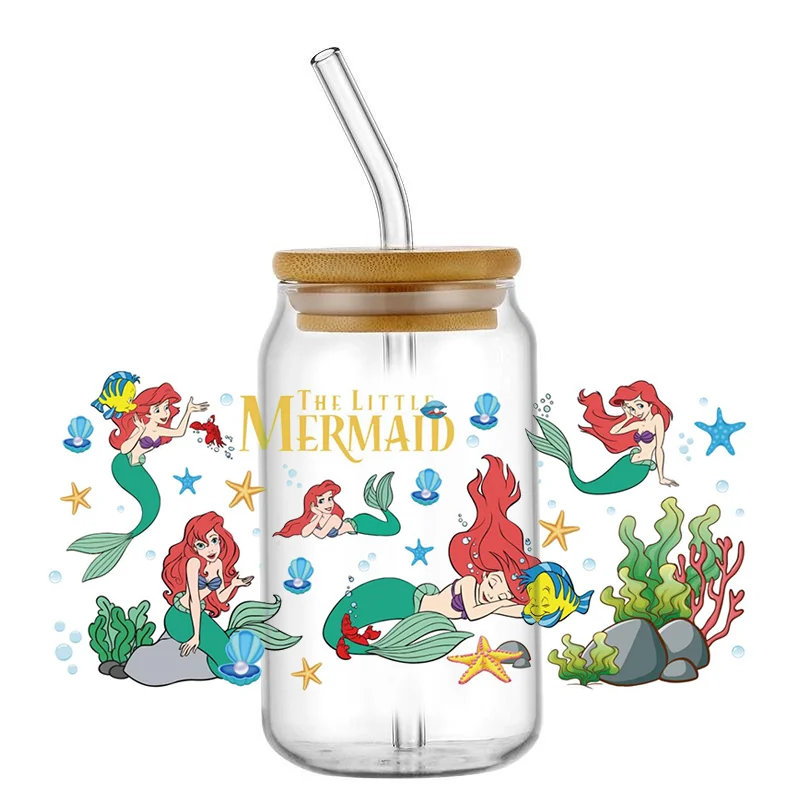 Miniso 3D переводная наклейка русалка принцесса уф DTF печатная оберточная для