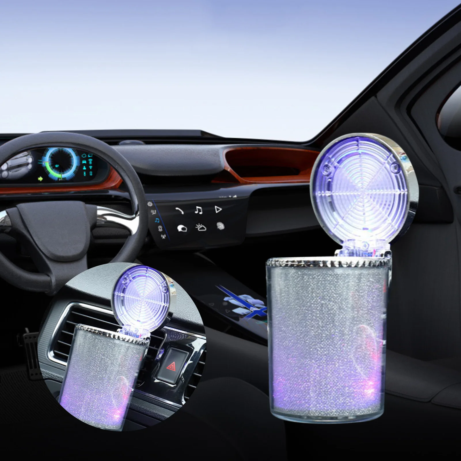 

Автомобильная пепельница, автомобильная пепельница со светильник кой, портативная съемная пепельница для автомобиля, пепельница с синим с...