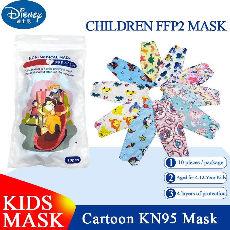 

Детская маска для лица Disney KN95 FFP2, респиратор с Микки Маусом, 95% дышащий 4-слойный защитный колпачок