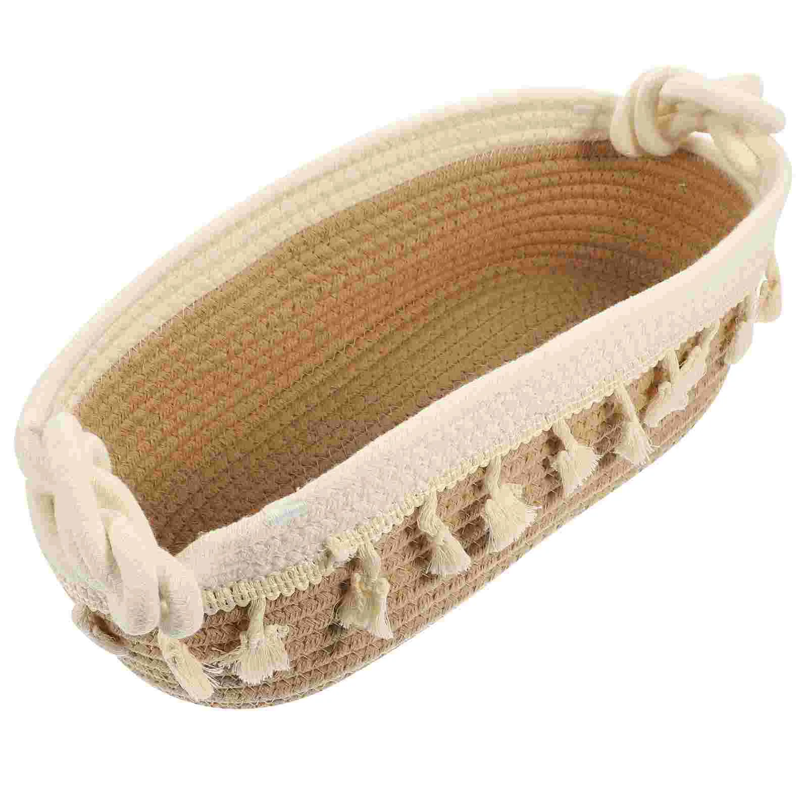 

Basket Storage Woven Baskets Rope Macrame Bohemian Cotton Organizer Bathroom Toilet Wicker Rattan Makeup Paper Desktop Fruit